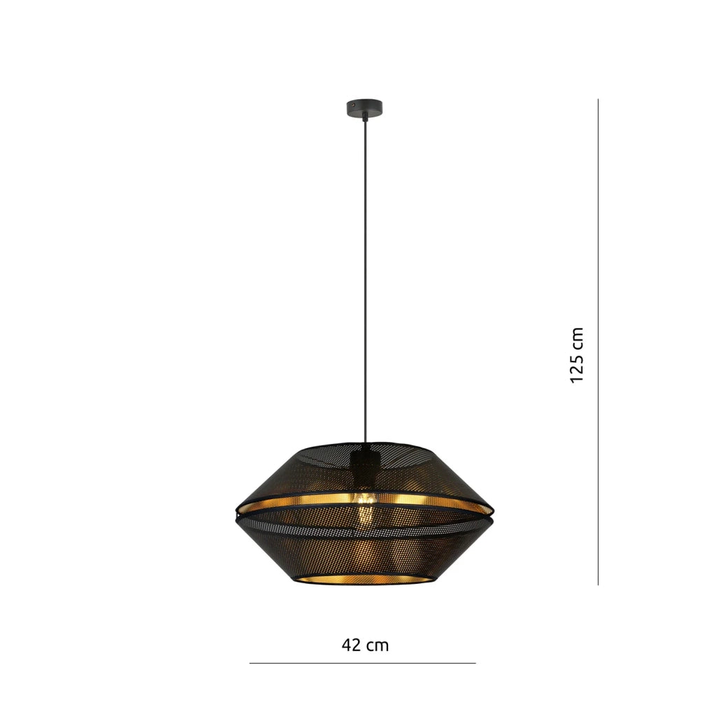 Sospensione Contemporanea 1 Luce Enea In Metallo Nero E Oro