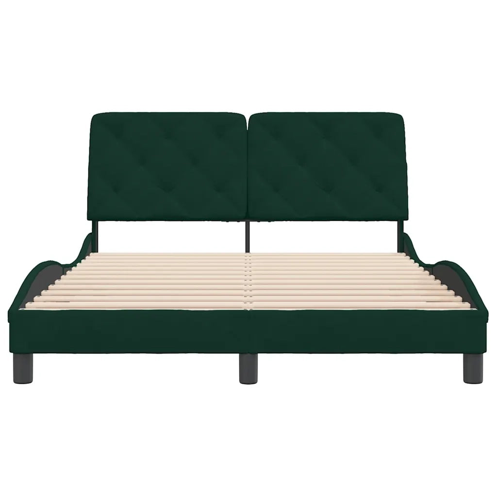 Letto matrimoniale | Letto per adulti | Giroletto senza Materasso Verde Scuro 140x190 cm in Velluto