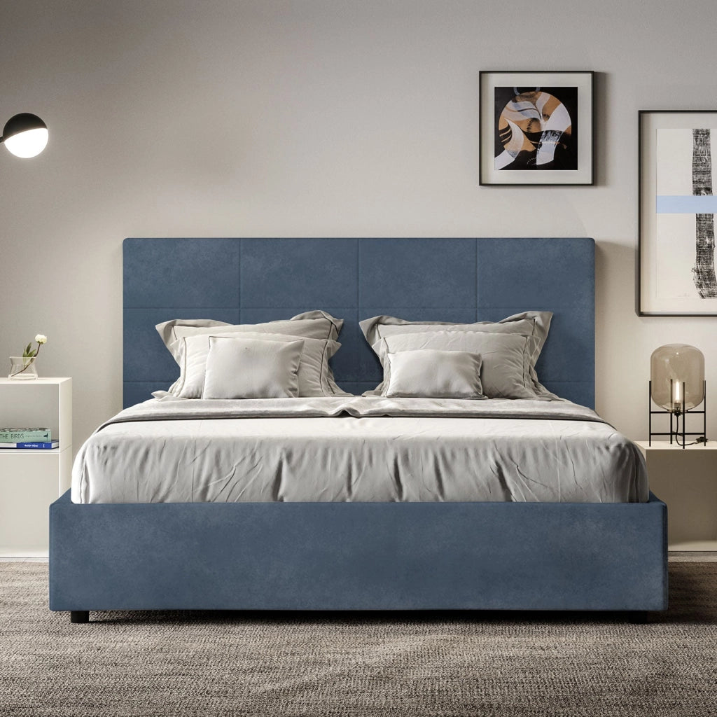 Letto Matrimoniale 160x190 cm con Rete Mika Blu