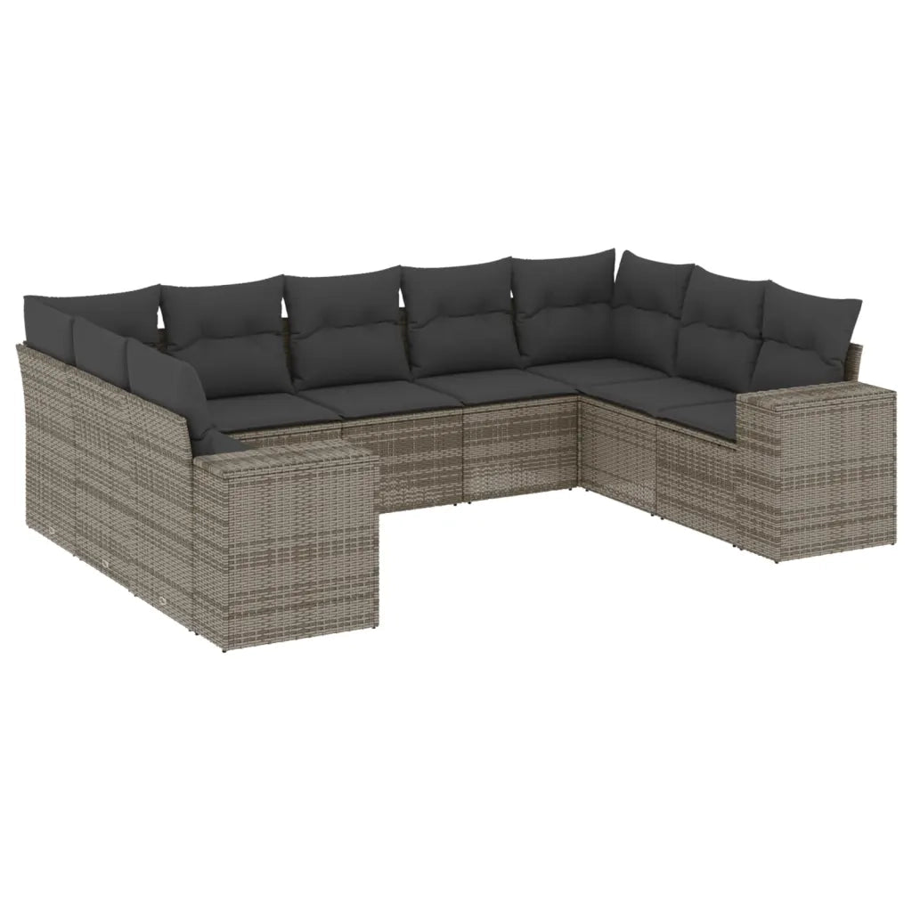 Set Divano da Giardino 9 pz con Cuscini Grigio in Polyrattan 3255337
