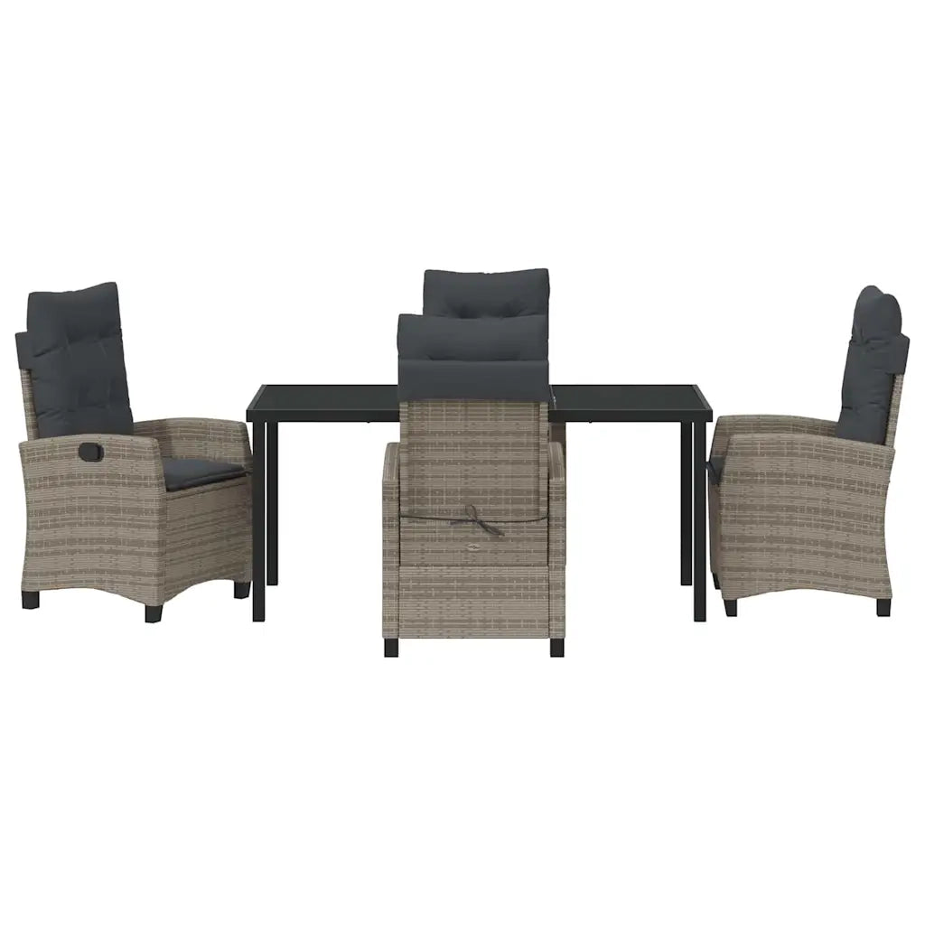Set da Pranzo per Giardino con cuscino 5 pcs Grigio polyrattan