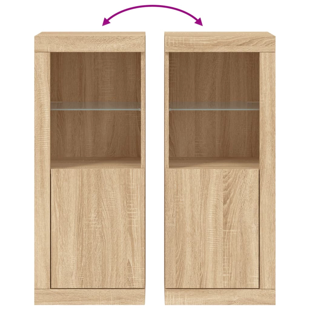 Buffet credenza cassettiera armadio mobile contenitore organizer per cucina soggiorno salotto con luci LED Sonoma 41 x 37 x 100 cm marrone 02_0029960