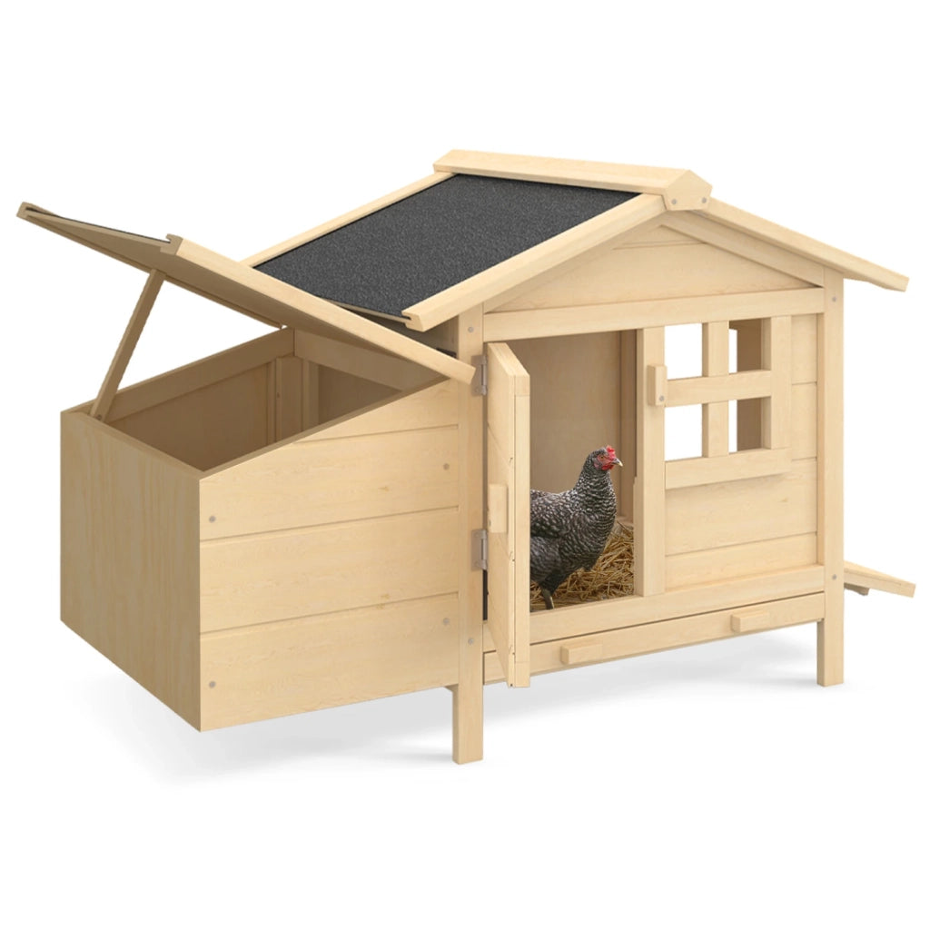IDMarket - Pollaio e conigliera in legno su palafitte con nido e cassetto raccoglitore di escrementi per 2 galline