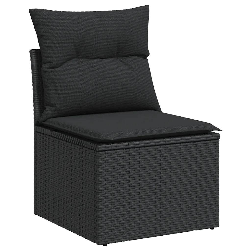 Set Divano da Giardino 6 pz con Cuscini Nero in Polyrattan 3326776
