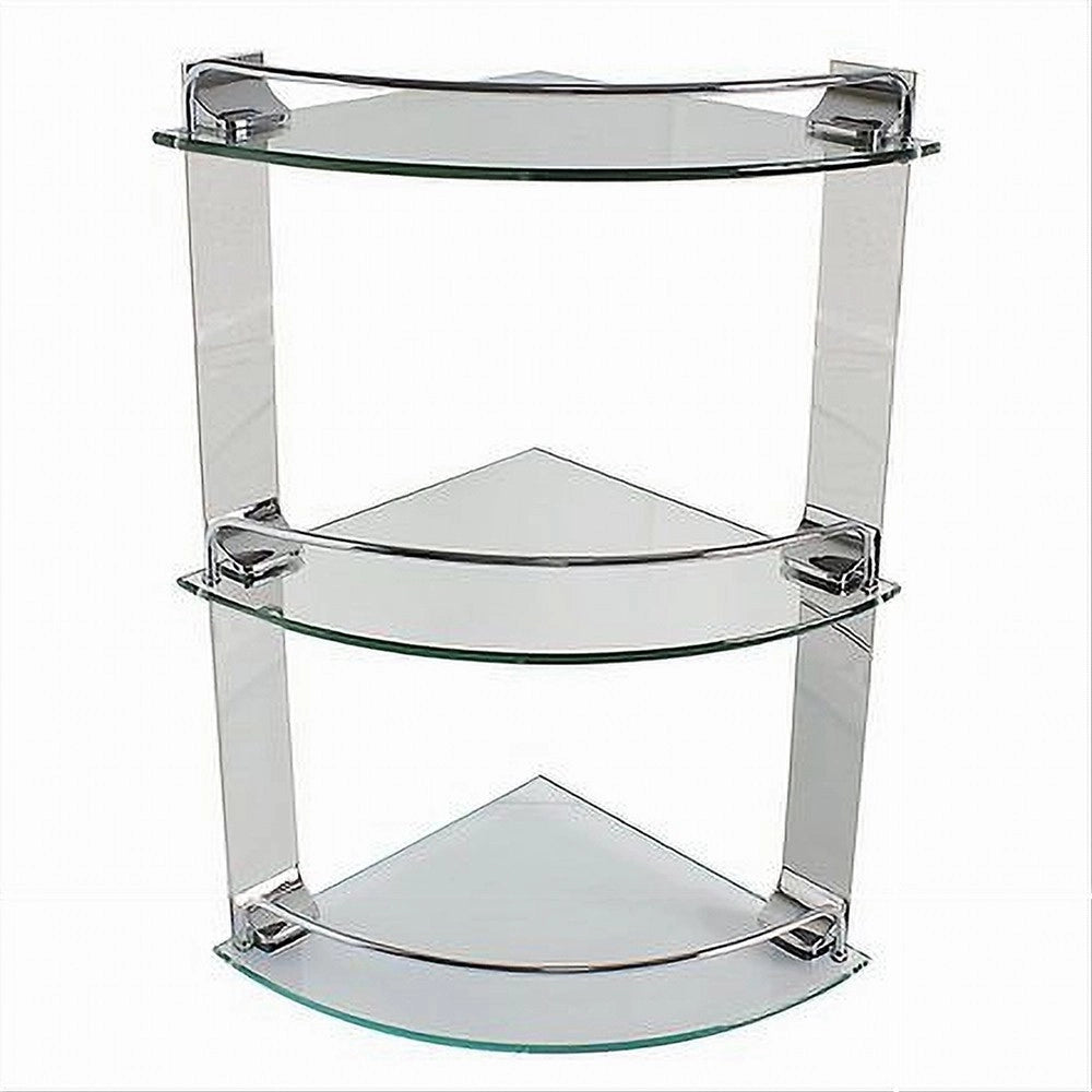Trade Shop - Mensola Ad Angolo Tripla Per Bagno Angoliera A 3 Ripiani In Vetro Arredo 52911 -