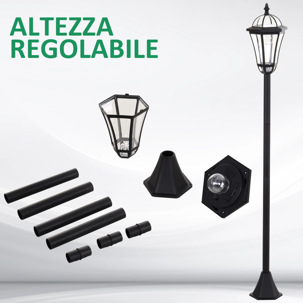 Set Lampioni Solari per Giardino ¨C Minimal ¨C 2 Pezzi, Nero