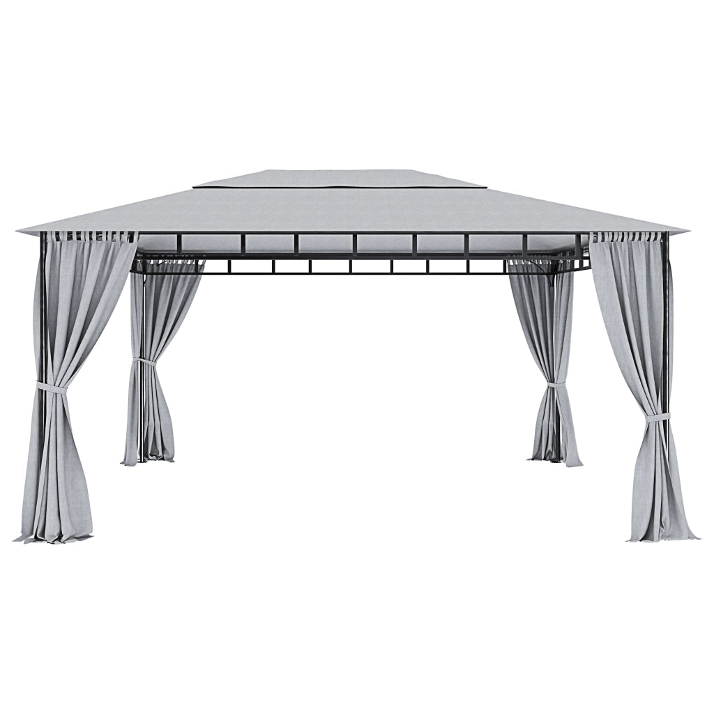 Gazebo Da Giardino 3 x 4 M Con Tende Laterali Richiudibili Struttura In Acciaio Robusto Copertura Impermeabile 180 g/m² Con 4 Teli Laterali Esterno Giardino Piscina Fiere Ombreggiante Privacy Grigio