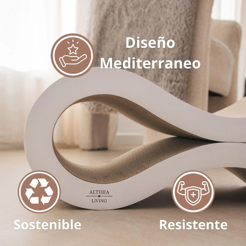 Tiragraffi ondulato per gatti MARINA con base antiscivolo in cartone riciclato 50 x 23 x 21,9 cm