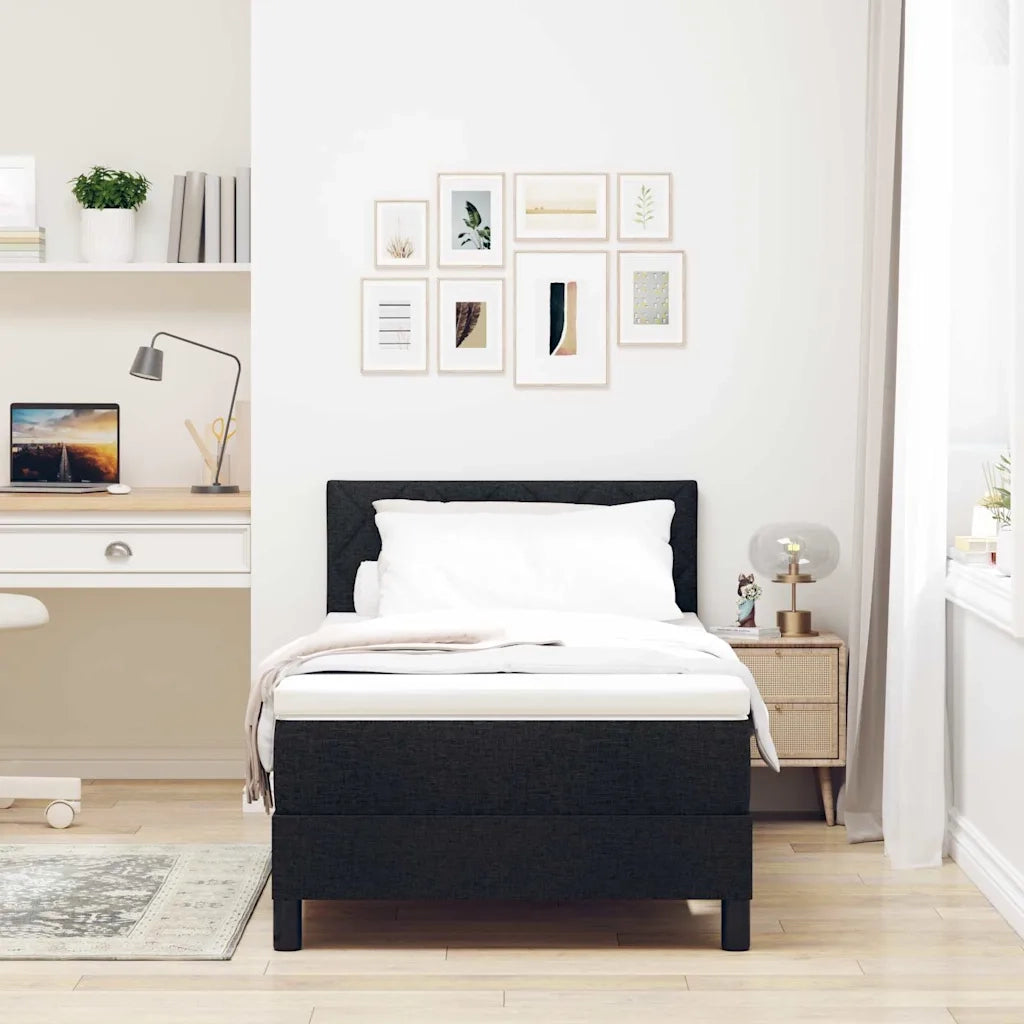 Letto a molle con testiera Nero 90 x 190 cm Tessuto 3338729