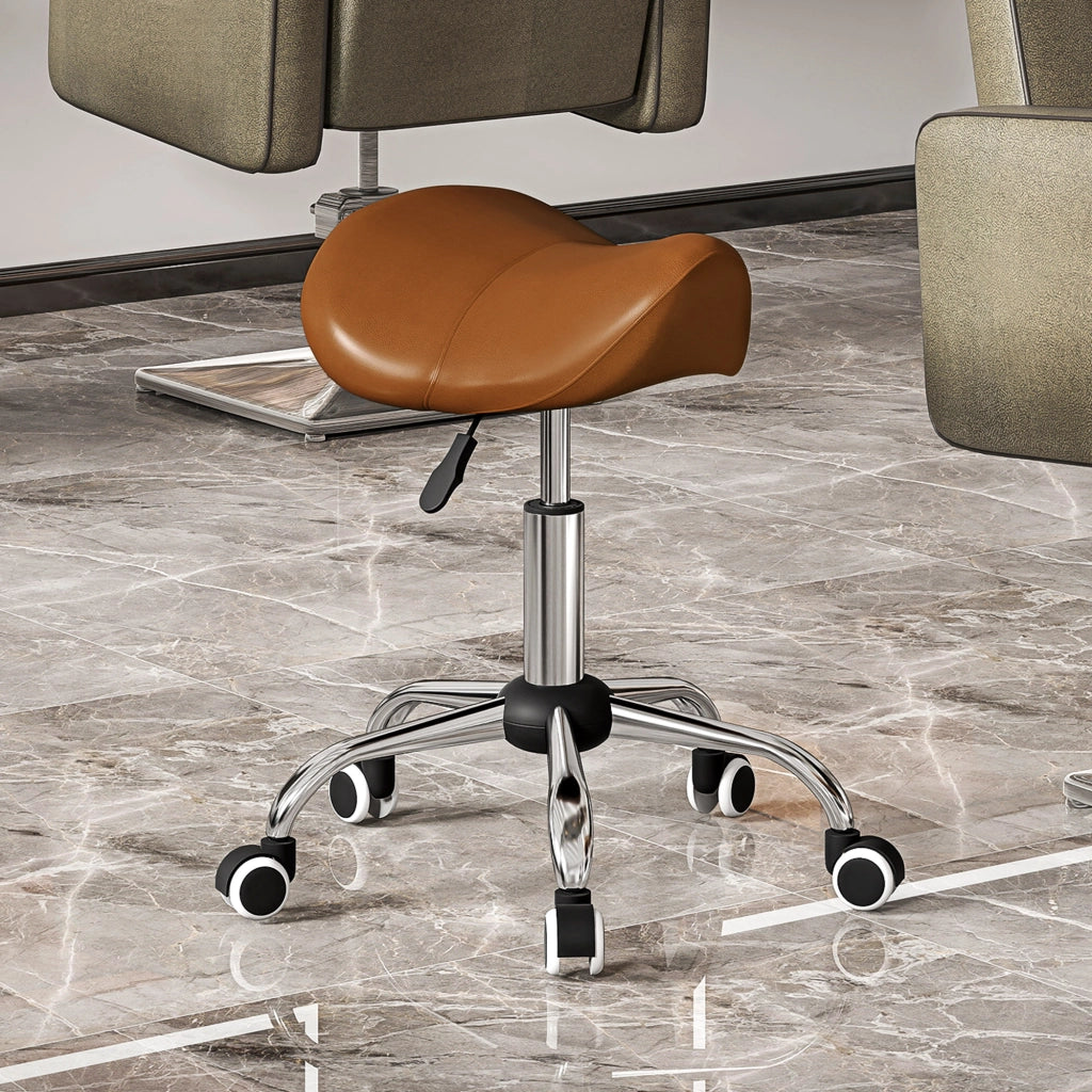 Sgabello ergonomico con rotelle e altezza regolabile ¨C Minimal ¨C Marrone 52x53x49-61cm