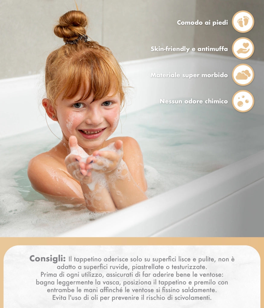 Prodotto Italiano Di Qualità Tappeto Per Doccia o Vasca 2 Misure Disponibili Grande Antiscivolo Con Ventose Antifumma Tappeti Bagno Lavabili In Lavatrice BPA free Tappetino  Per vasca - Orchidea