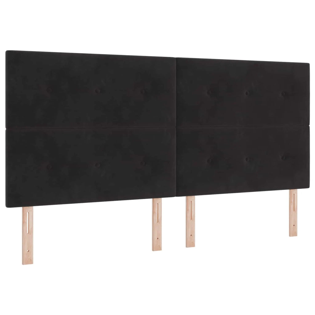 Letto Box Spring LED con Materasso Nero 200 x 200 cm Velluto 3456139