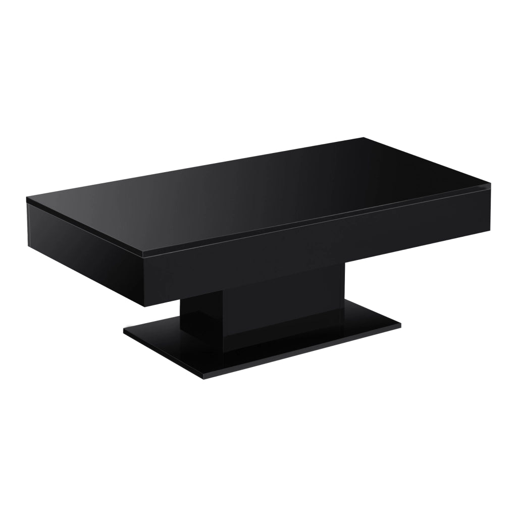 Tavolino da Salotto Lünen con Piano Scorrevole 40 x 110 x 60 cm Nero lucido [en.casa]