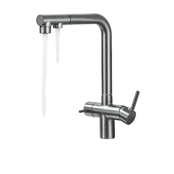 Felix | miscelatore estraibile 3 vie premium grigio titanio opaco | rubinetto da cucina a osmosi in acciaio inox| 360 gradi rotabile filtro 3 attacchi