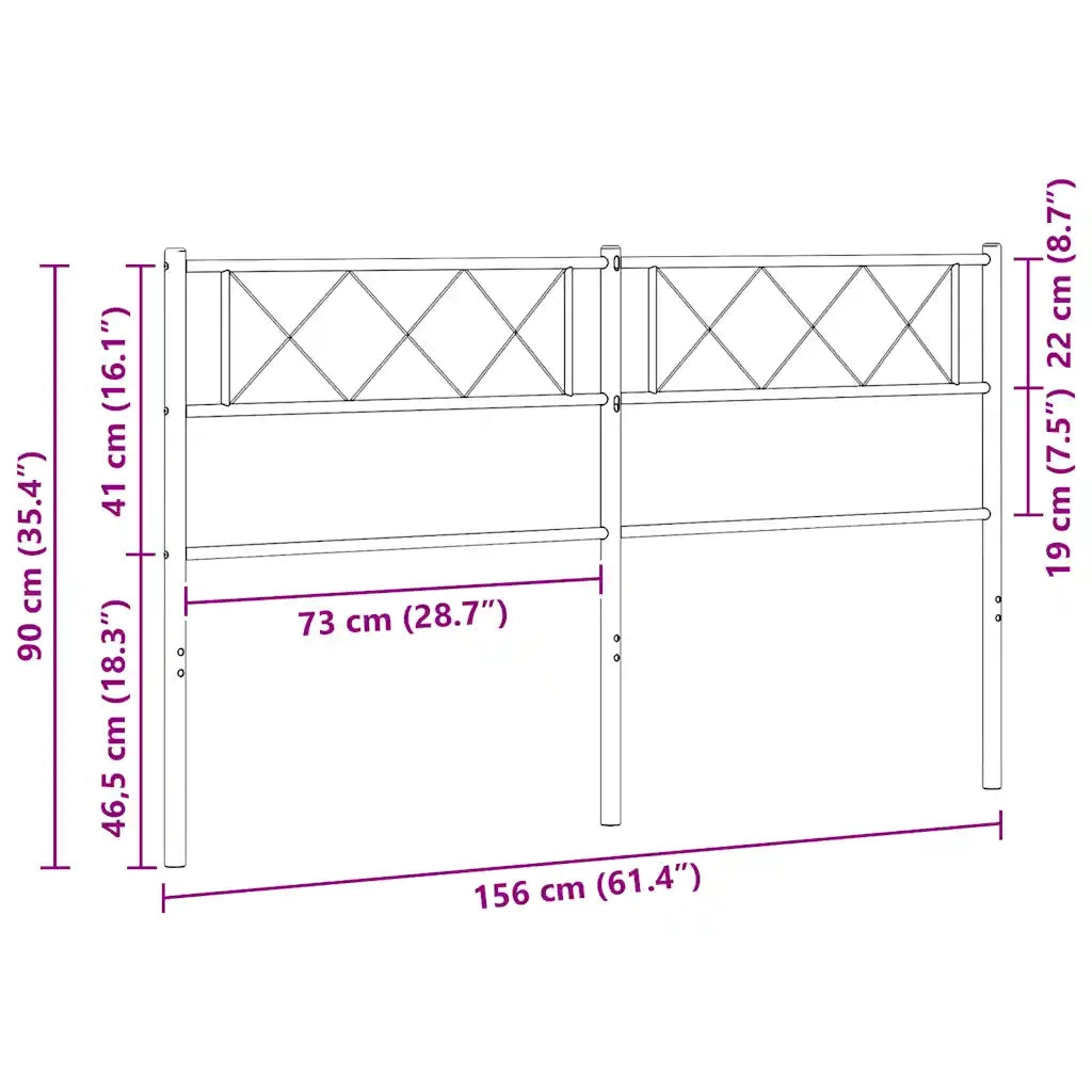 Testiera | Testata di Ricambio in Metallo Nero 150 cm