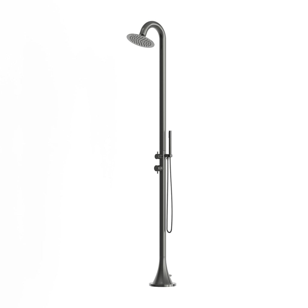 Sined Doccia Inox Luna d Nera Doccia In Acciaio Inox 316l Acciaio Con Doccino Flessibile Nera Con Ingressi Per Acqua Calda e Fredda Ideale Per Installazioni Esterne
