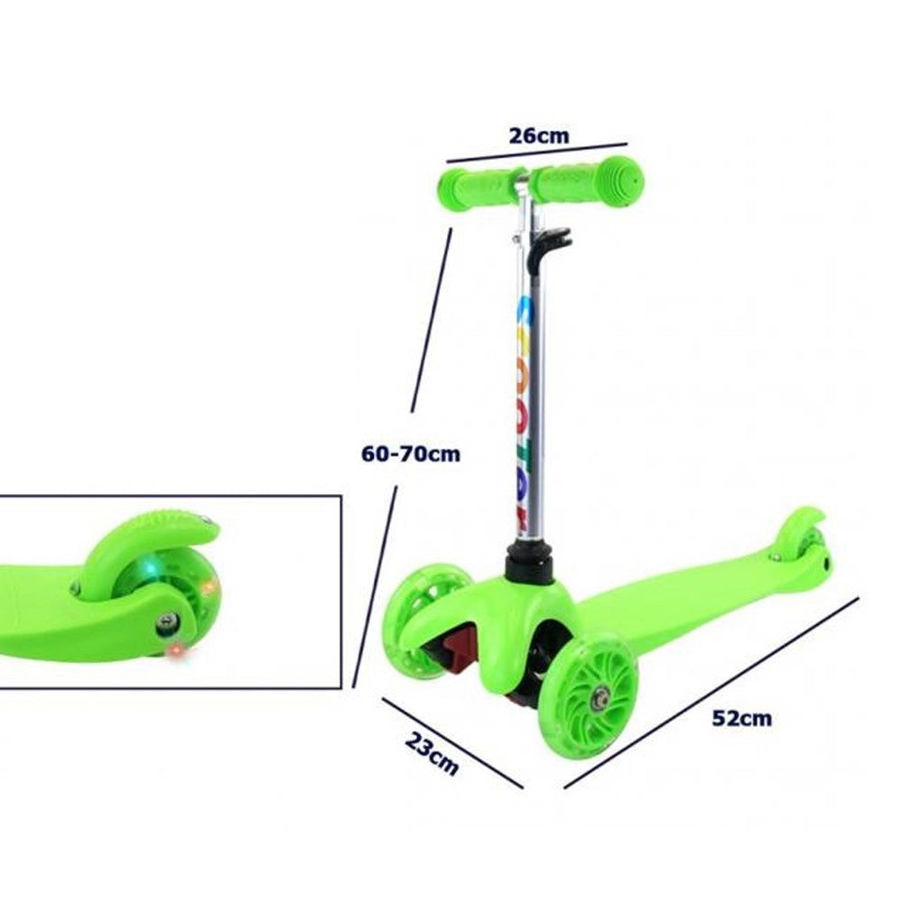Trade Shop - Monopattino 3 Ruote Per Bambino/bambina Altezza Regolabile Con Luci Led E Freno -