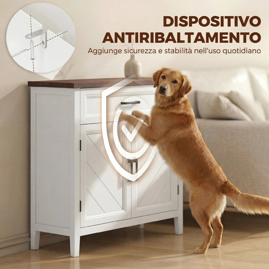Credenza ¨C zephmum ¨C Rustico con Ripiano Regolabile, 2 Ante