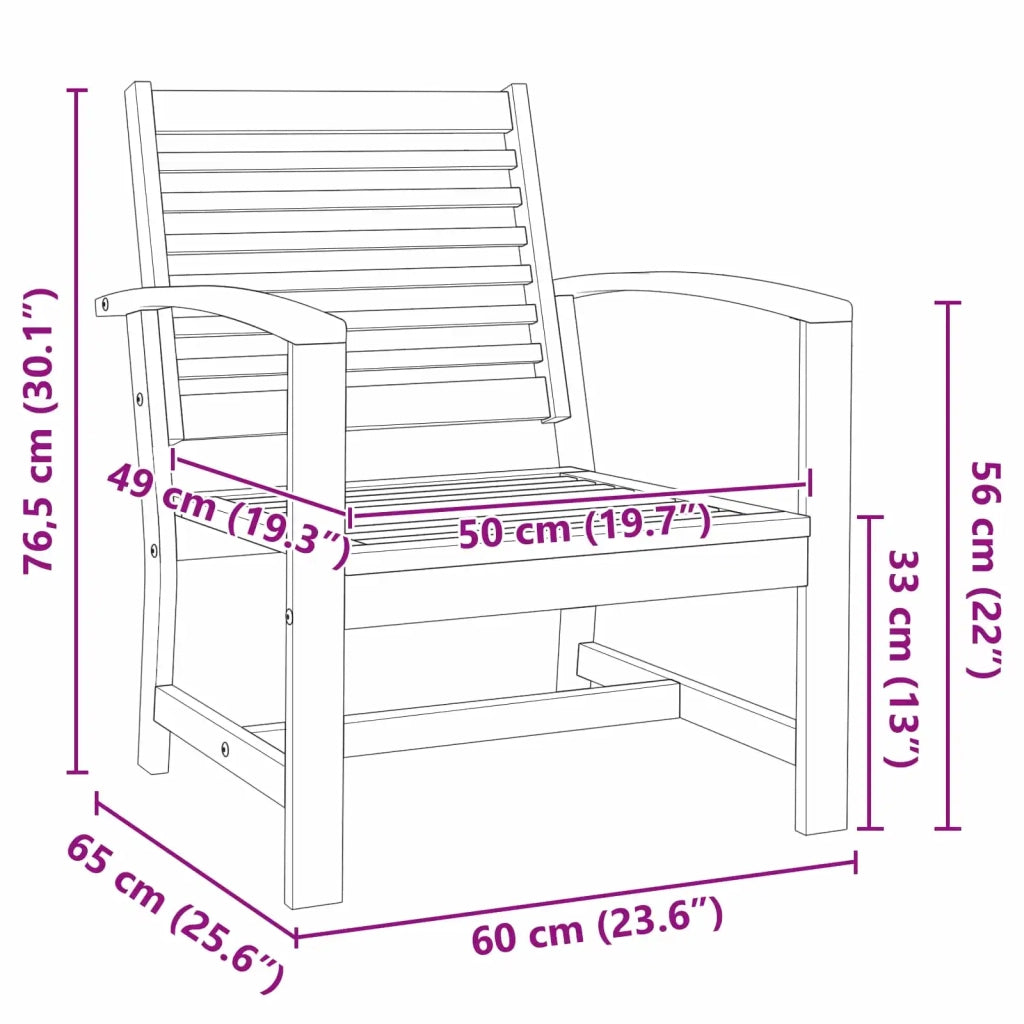 Sedia 2 Pezzo Marrone 65 x 60 x 76,5 cm Legno di teak solido 42006402