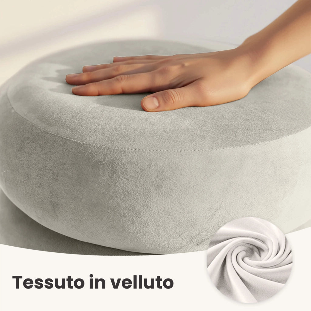 Pouf contenitore cilindrico in velluto 42 cm SNUGGO Crema