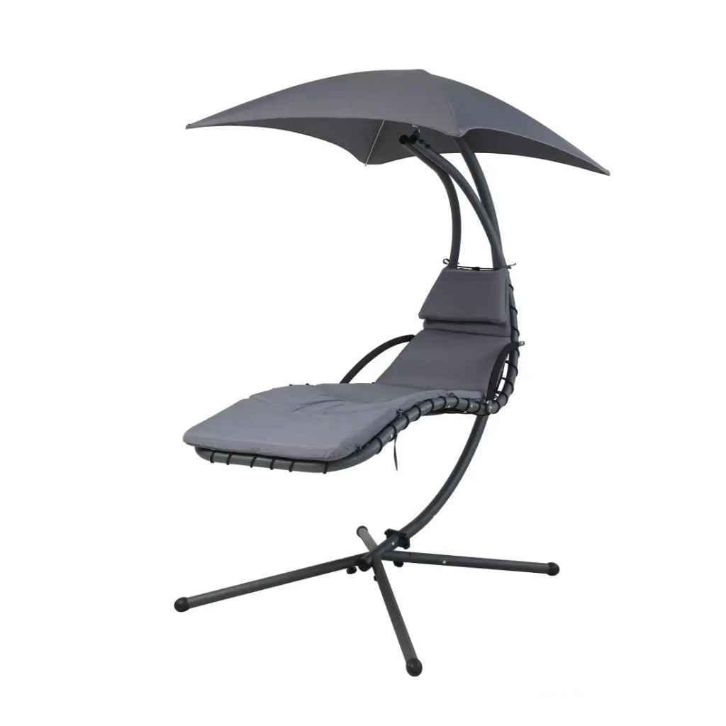 Altalena da giardino sospesa con ombrellone – 170x103x193 cm – Nero – Comfort ed eleganza