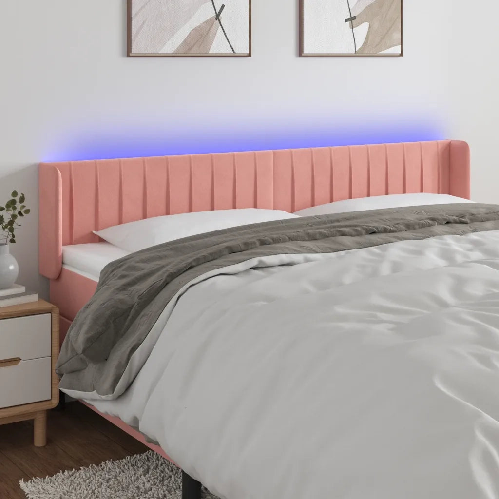 Testiera a LED Rosa 183x16x78/88 cm in Velluto 3123539