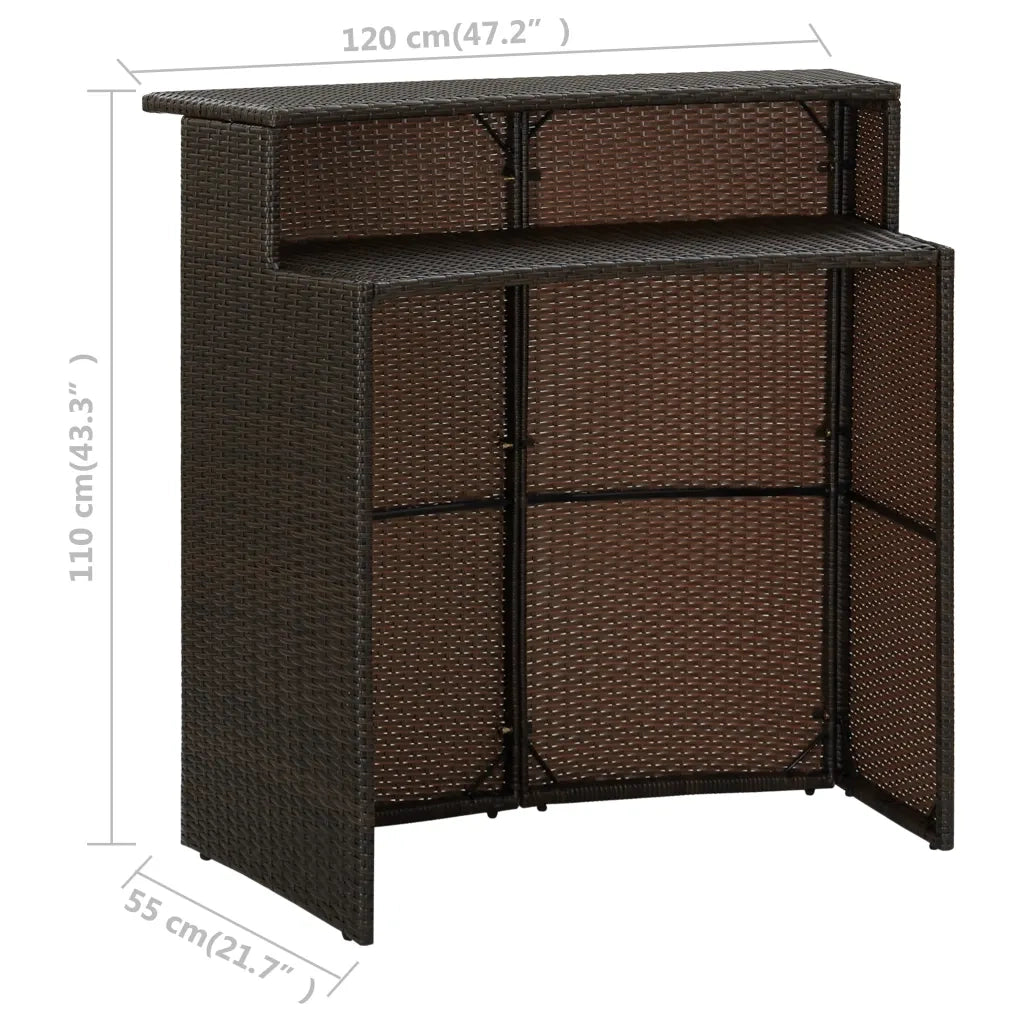 Set Bar da Giardino 3 pz con Cuscini Marrone 3064872