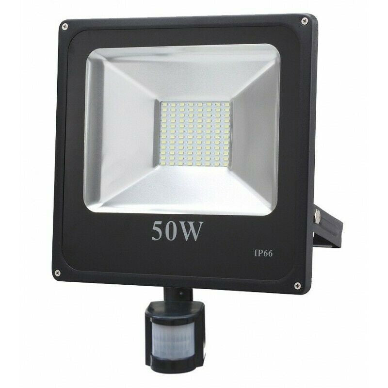 Faro LED 50W Faretto Slim Con Sensore Movimento Pir Crepuscolare ip65 - ZENCOCCO