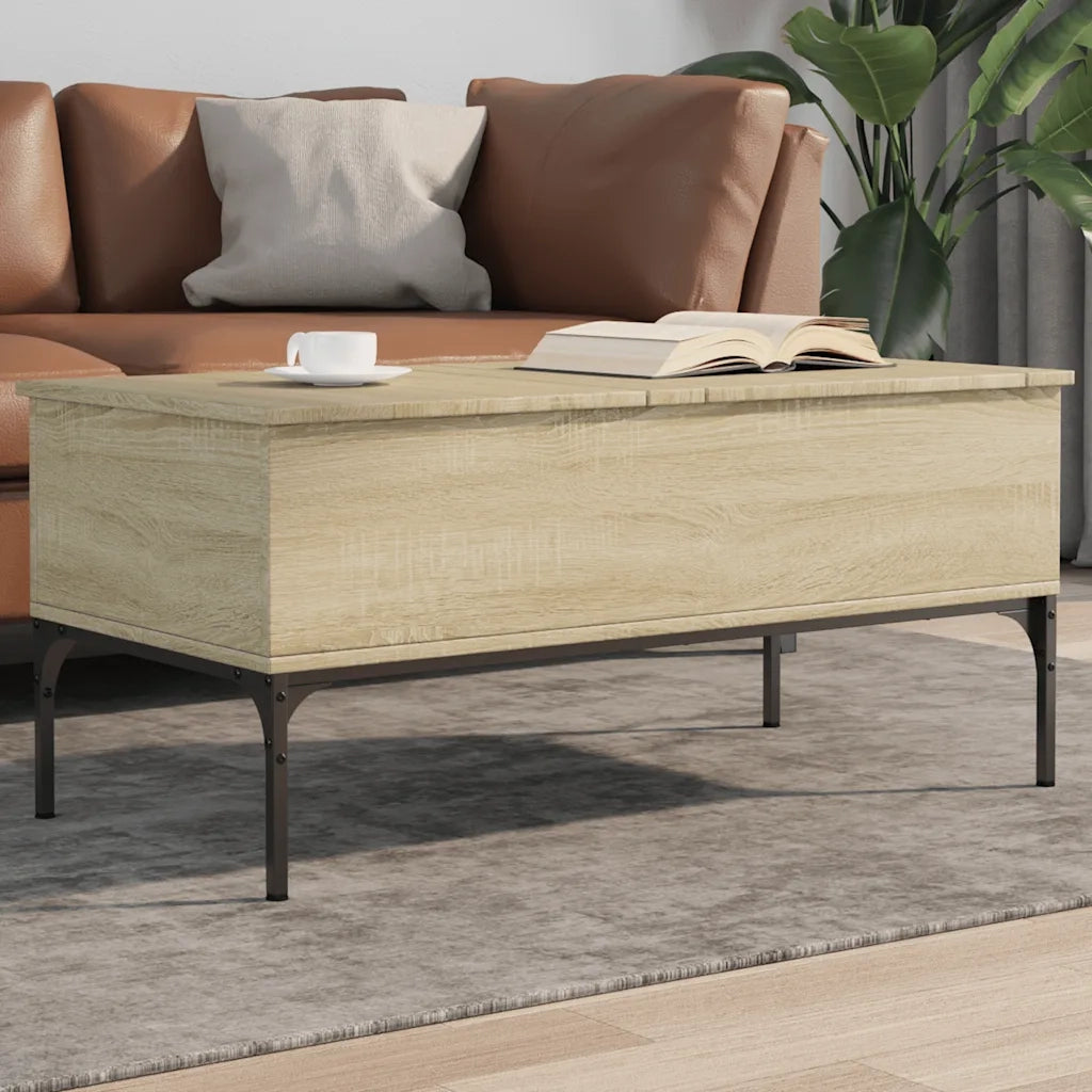 Tavolino-Tavolino da soggiorno-Tavolo Rovere Sonoma 100x50x45 cm Legno Multistrato e Metallo 899926