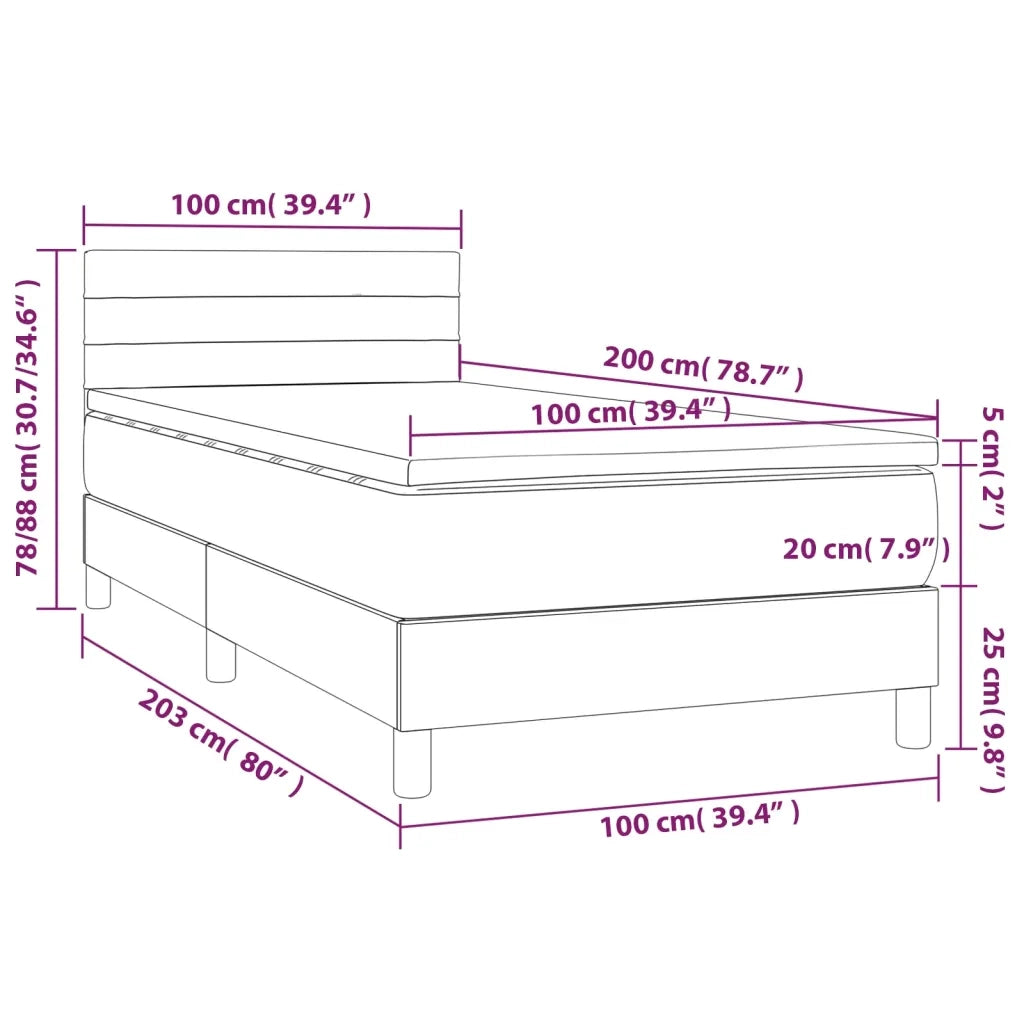 Giroletto a Molle con Materasso-Struttura Letto Grigio Chiaro100x200 cm Tessuto 228575
