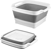 Afvoer Portatile con Filtro - Capacità 9 litri - Lavandino Portatile - Lavandino Spaziale - Lavandino da Contenimento - Lavandino per Verdure - Lavandino da Campeggio in Grigio - Lavandino Portatile