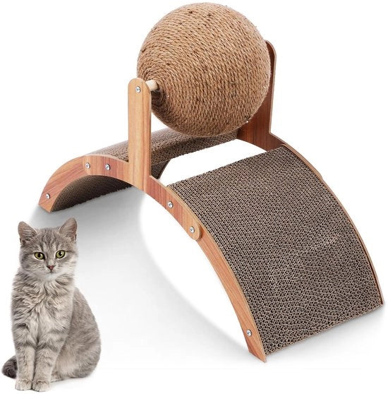 Krabbaplanca per gatti con pallina da giocare 55x23cm, krabbaplanca per gatti, krabbaplanca per gatti in cartone di alta qualità, grande krabbaplanca per gatti, krabbaplanche naturali per gatti