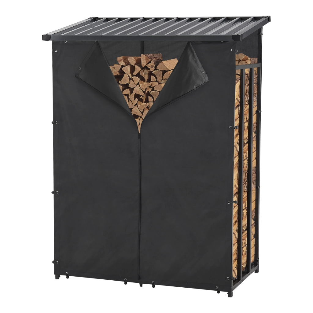 Portalegna da Esterno Yakutat Legnaia con Telo Protettivo e Tettuccio 185x130x70 cm casa.pro