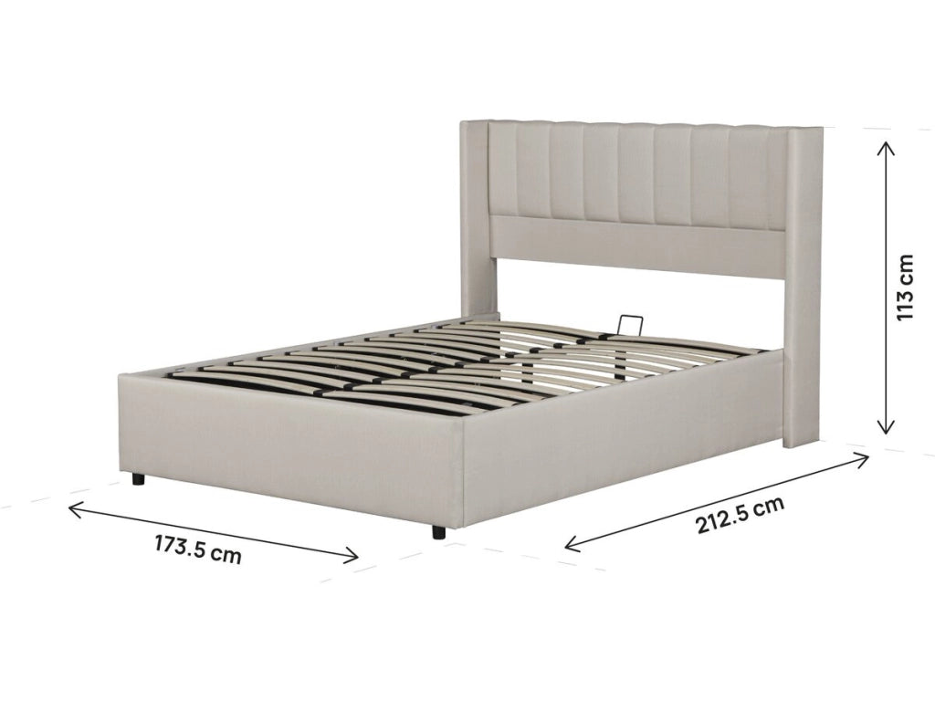 Letto matrimoniale in lino con contenitore "Saint-Moritz" - 160 x 200 cm - Beige