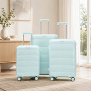 Set di 3 valigie rigide 48x30x74,5 cm in PP verde menta, ruote 360°