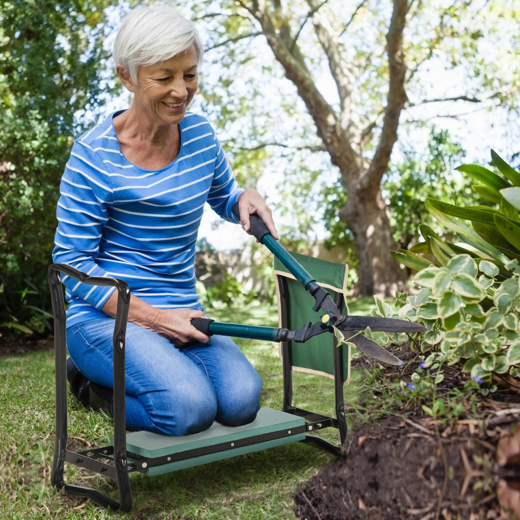 Panca da Giardino Pieghevole 2 in 1 con Cuscini ¨C Minimal ¨C Verde e Nero