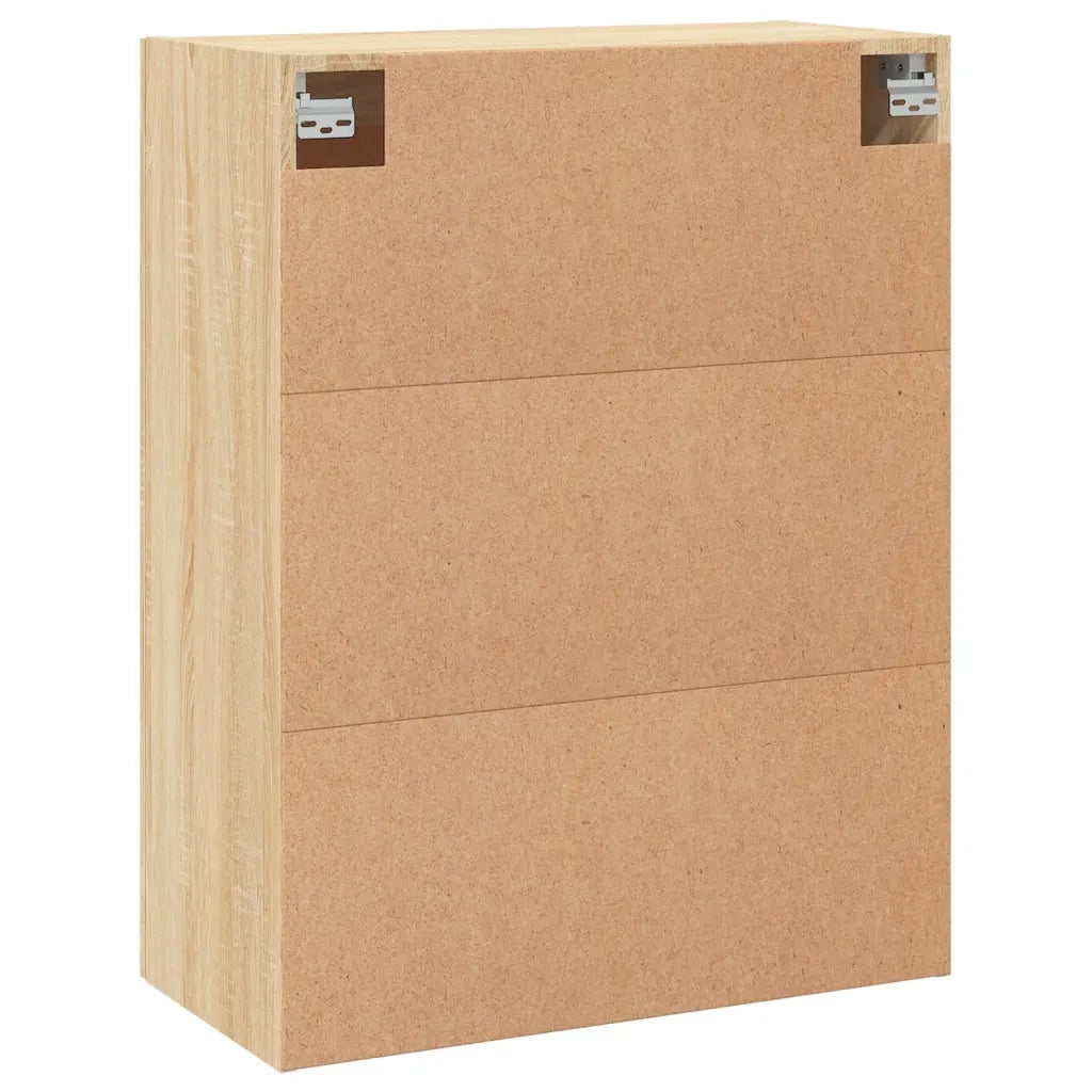 Set di 2 pratici e decorativi pensili da parete con ampio spazio contenitivo 69,5 x 34 x 90 cm realizzati in legno composito di rovere Sonoma 02_0055462