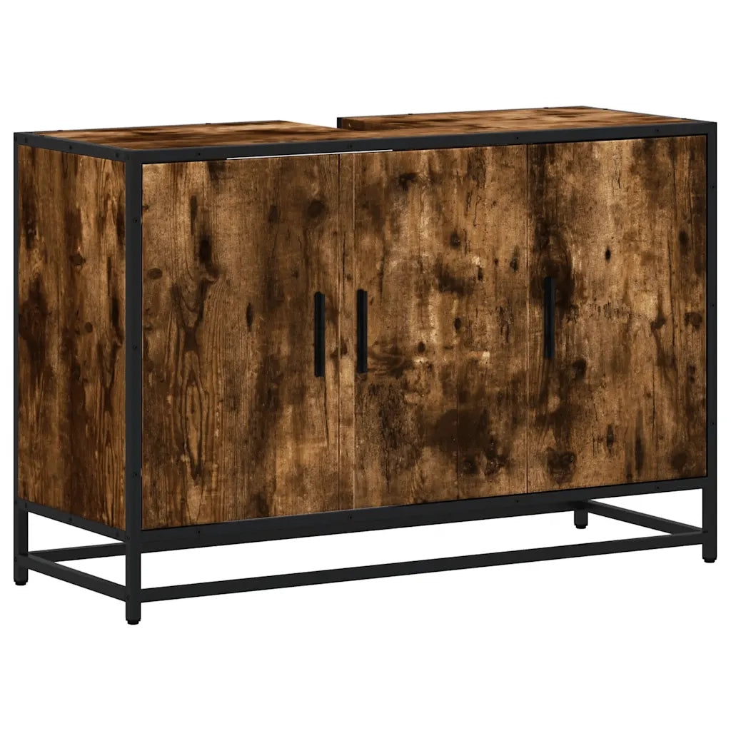 Mobile Lavabo | Armadio Lavabo Bagno Rovere Fumo 90x33x60 cm Legno Multistrato