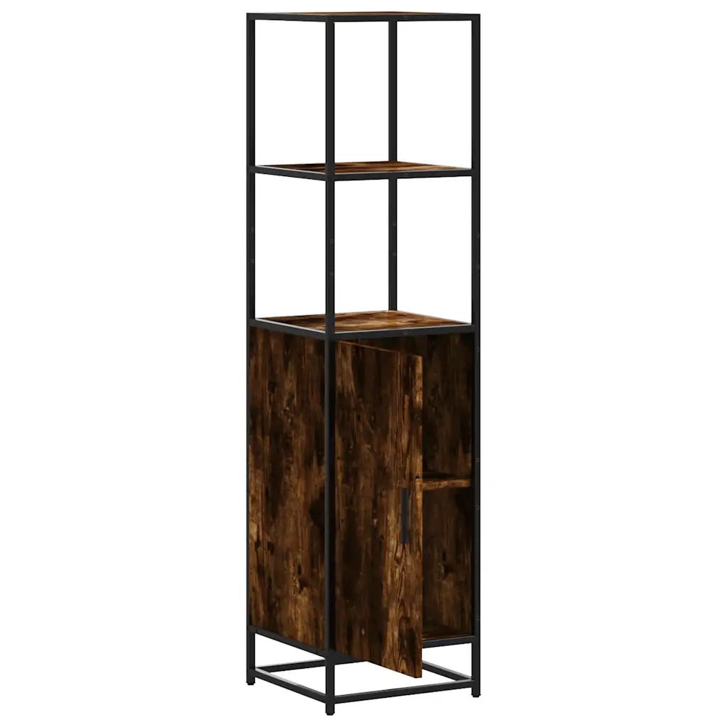 Credenza Rovere Fumo 35,5x35x139 cm Legno Multistrato Metallo 849046