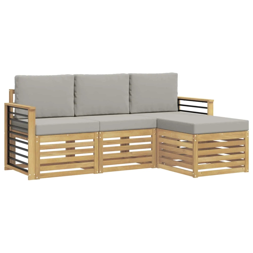 Set di divani da esterno 4 pcs Bianco e Grigio Chiaro 3391646