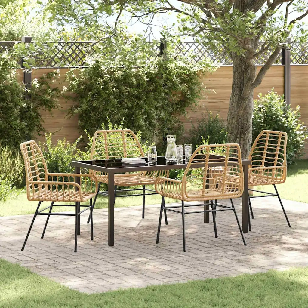 Set da Pranzo per Giardino 5 pcs Marrone polyrattan