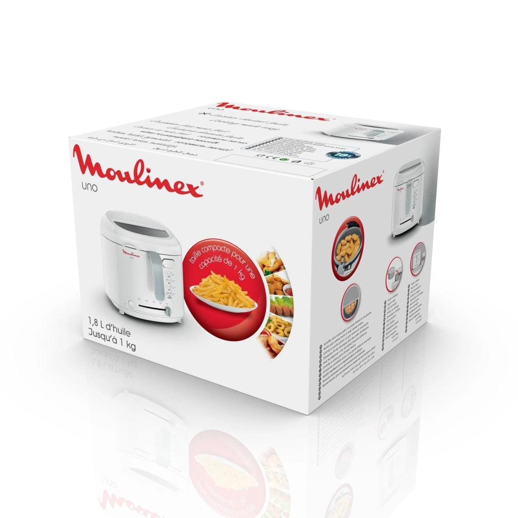 Moulinex AF203110 FryUno Friggitrice ad olio 1 Kg 1,8 L 1600 W termostato regolabile 150-190°C 4 persone colore Bianco