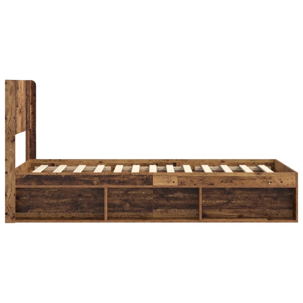 Struttura del letto con stoccaggio e testata Legno antico 3414249