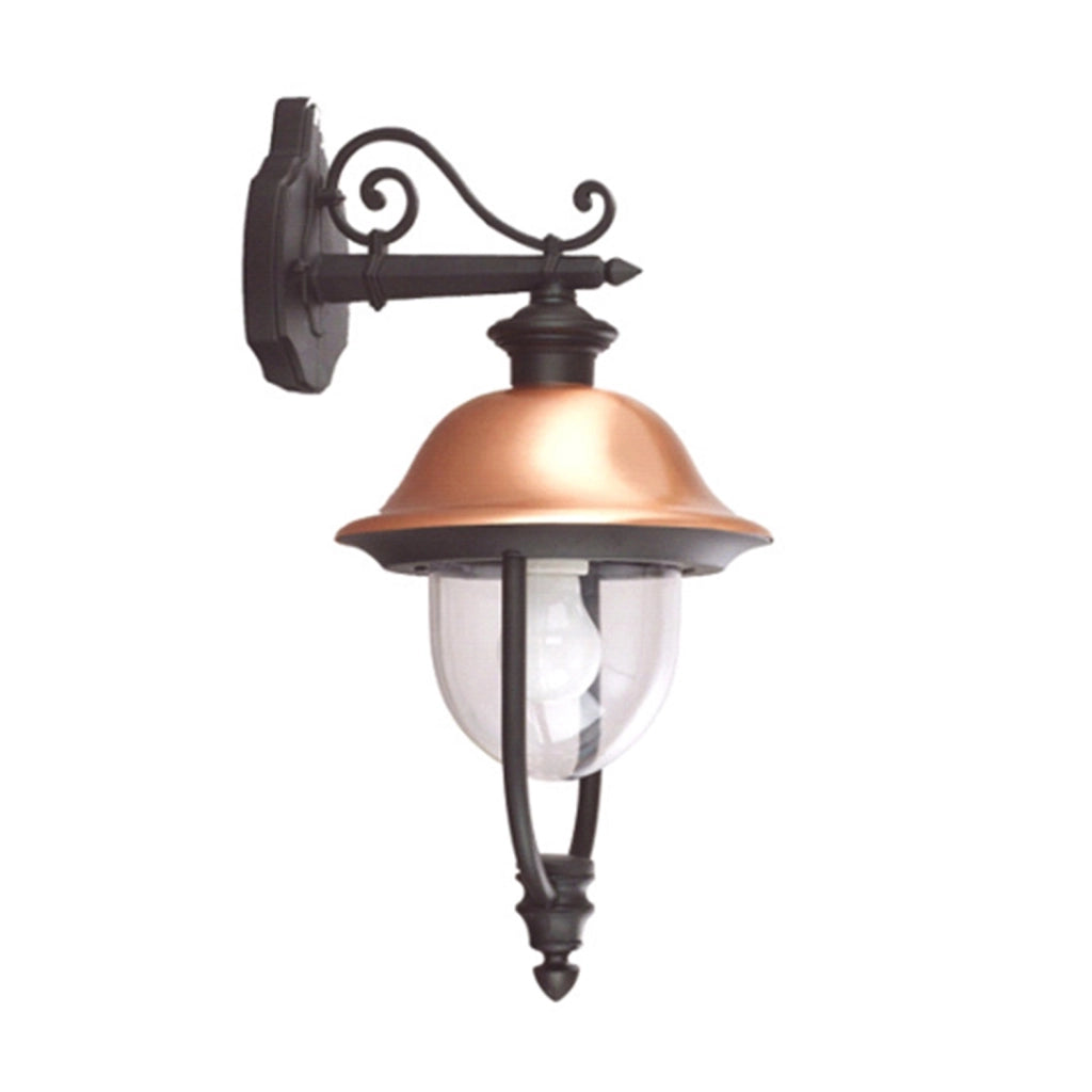 Applique Esterno Tatum Alluminio Nero Rame Giu&apos 1 Luce E27 Ip44