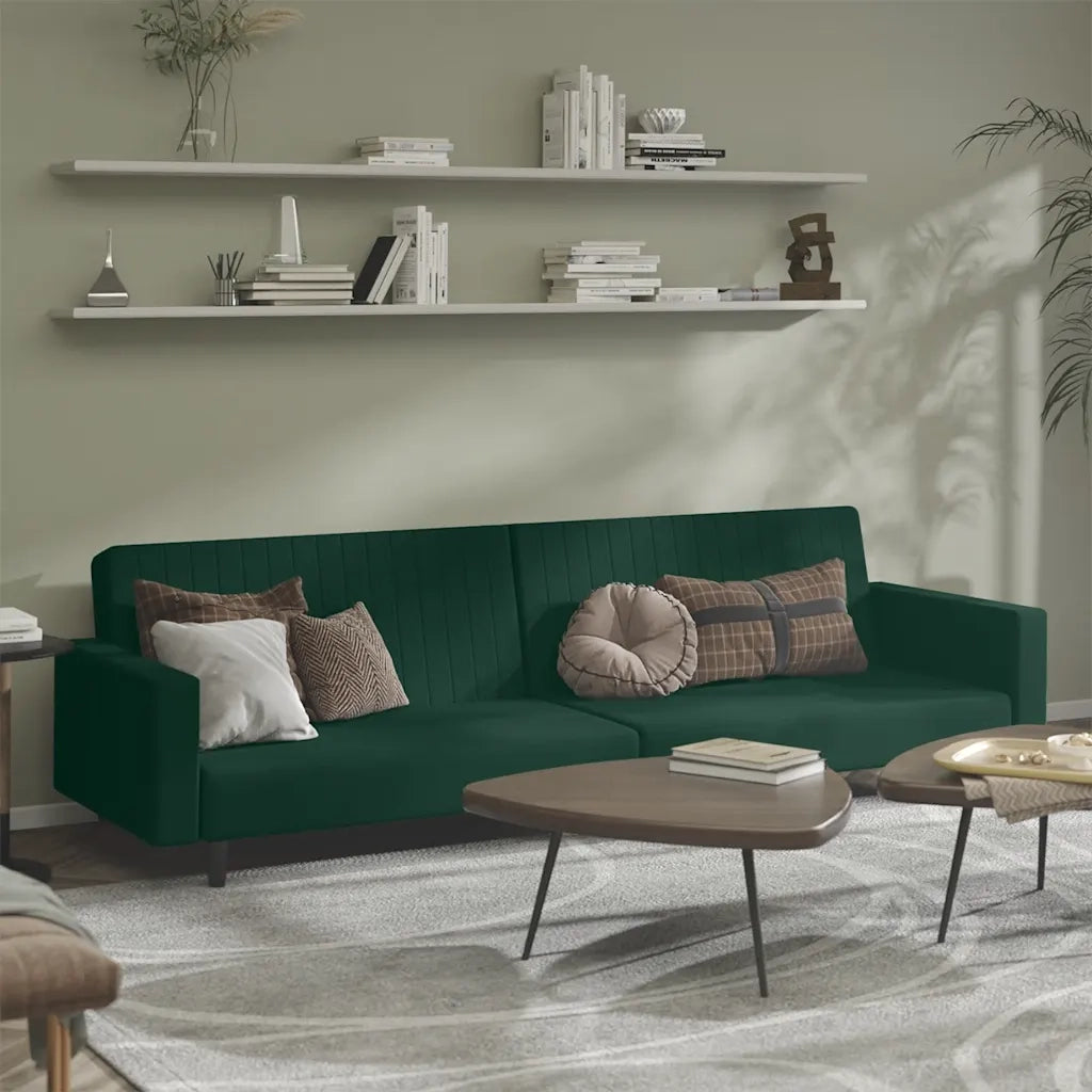 Divano letto | Sof¨¤ letto | Letto singolo a 2 Posti Verde Scuro in Velluto