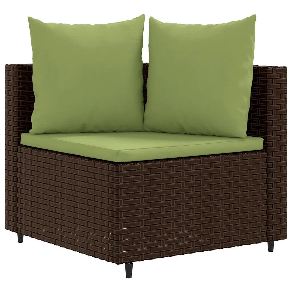 Set Divani da Giardino 7 pz con Cuscini Marrone in Polyrattan 3308438