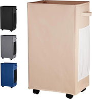 84L Wascio con ruote, asciugamano pieghevole realizzato in Oxford, asciugamano con tasche laterali in gesso, cassetto per abiti sporchi con maniglie doppie, cassetto per mat yoga.