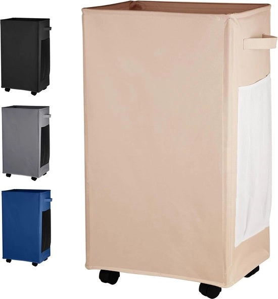 84L Wascio con ruote, asciugamano pieghevole realizzato in Oxford, asciugamano con tasche laterali in gesso, cassetto per abiti sporchi con maniglie doppie, cassetto per mat yoga.