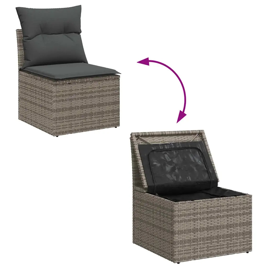 Set Divano da Giardino con cuscino 14 pcs Grigio polyrattan 3363763