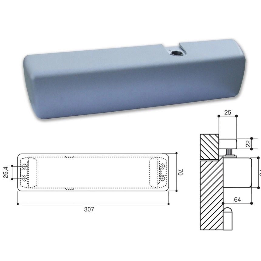 ASSA Abloy DC340 Chiudiporta Aereo Pignone e Cremagliera Forza EN2-6 EN1-4 Certificato EN1154 colore Argento
